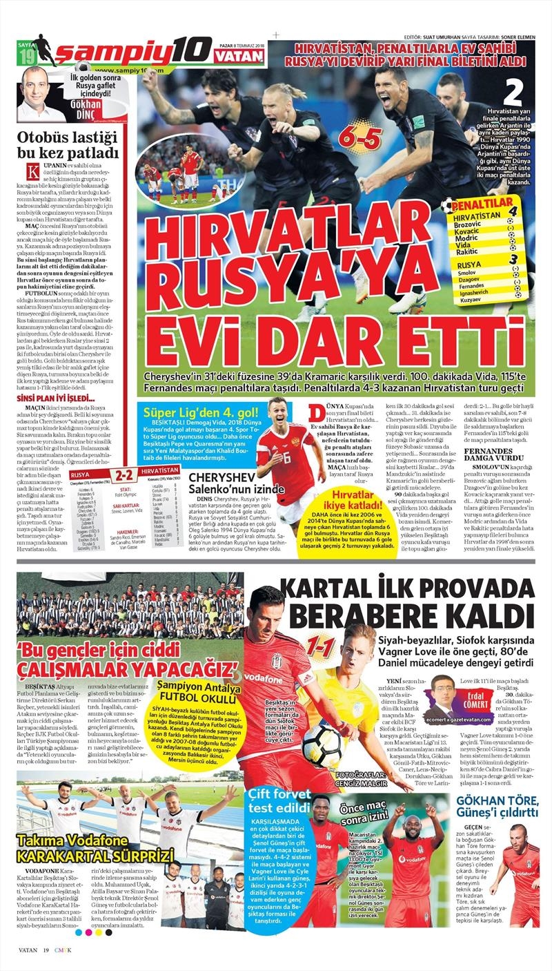 8 Temmuz 2018 | Gazetelerin Beşiktaş Manşetleri - Görsel 6