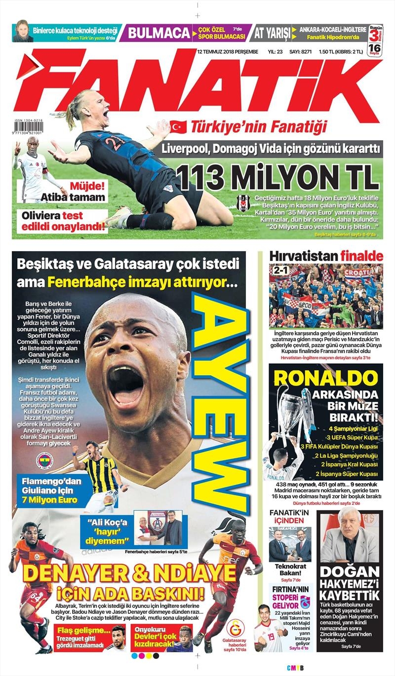 12 Temmuz 2018 | Gazetelerin Beşiktaş Manşetleri - Görsel 1
