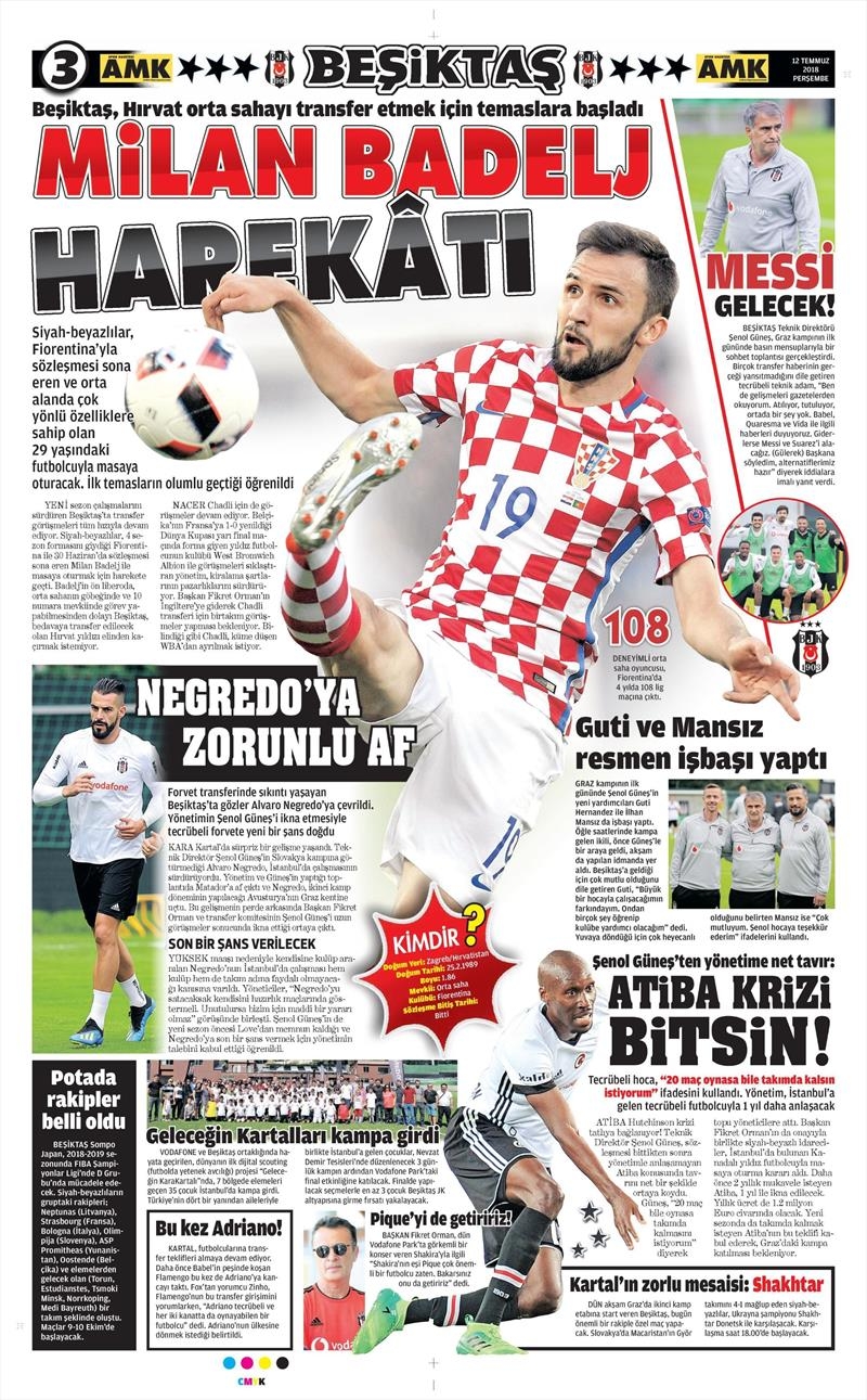 12 Temmuz 2018 | Gazetelerin Beşiktaş Manşetleri - Görsel 6