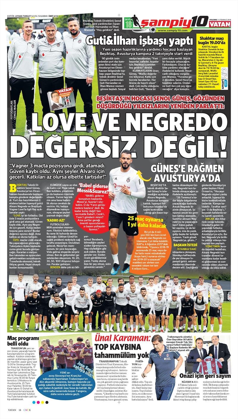 12 Temmuz 2018 | Gazetelerin Beşiktaş Manşetleri - Görsel 7