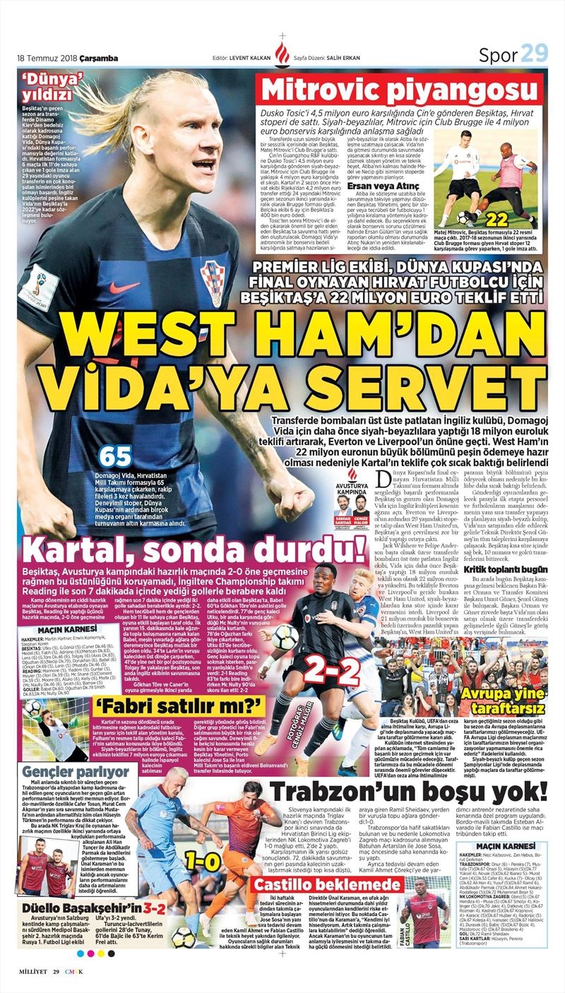 18 Temmuz 2018 | Gazetelerin Beşiktaş Manşetleri - Görsel 3