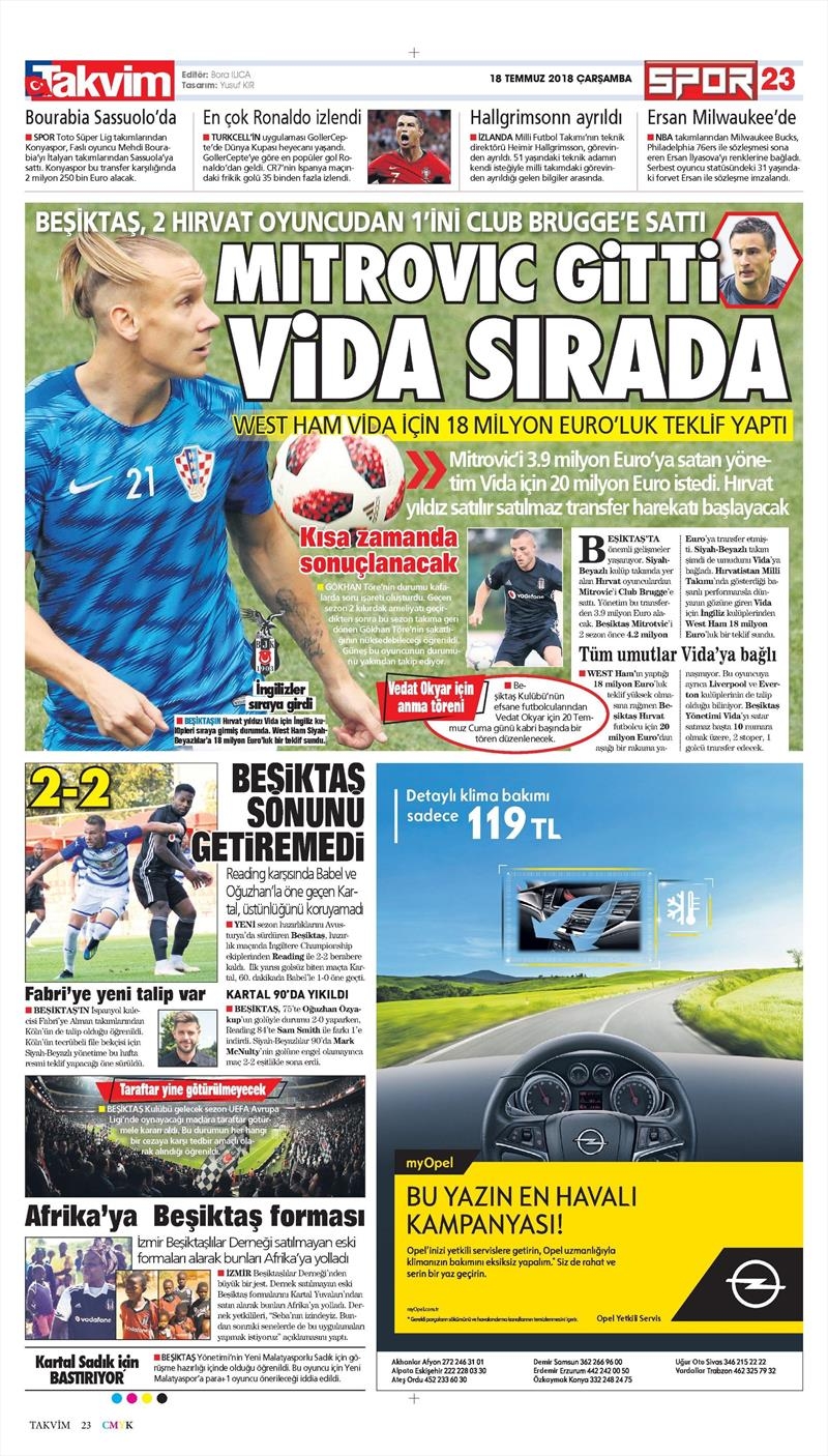 18 Temmuz 2018 | Gazetelerin Beşiktaş Manşetleri - Görsel 6