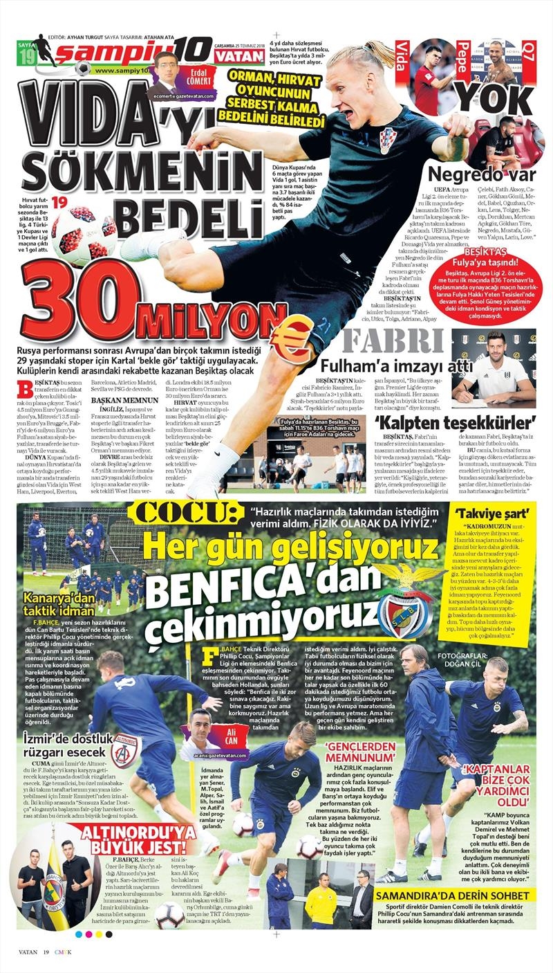 25 Temmuz 2018 | Gazetelerin Beşiktaş Manşetleri - Görsel 4