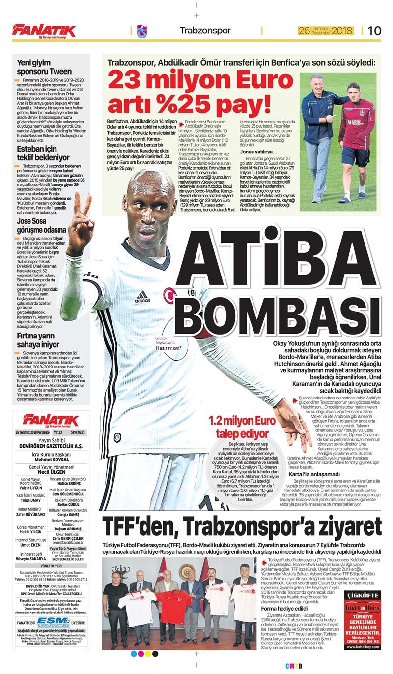 26 Temmuz 2018 | Gazetelerin Beşiktaş Manşetleri - Görsel 5