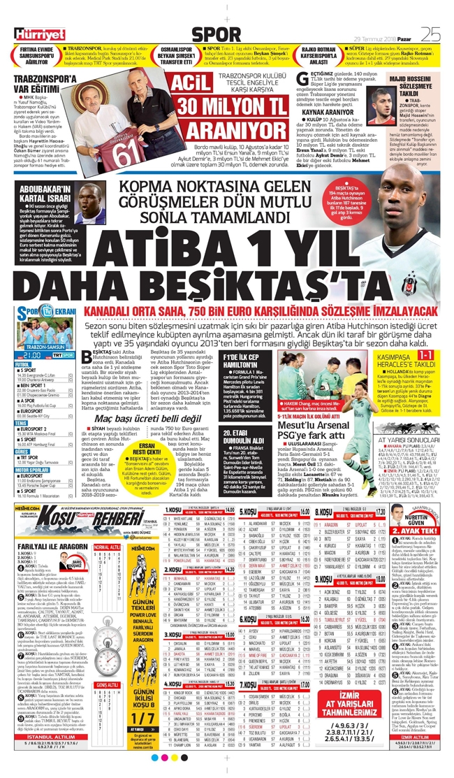 29 Temmuz 2018 | Gazetelerin Beşiktaş Manşetleri - Görsel 4