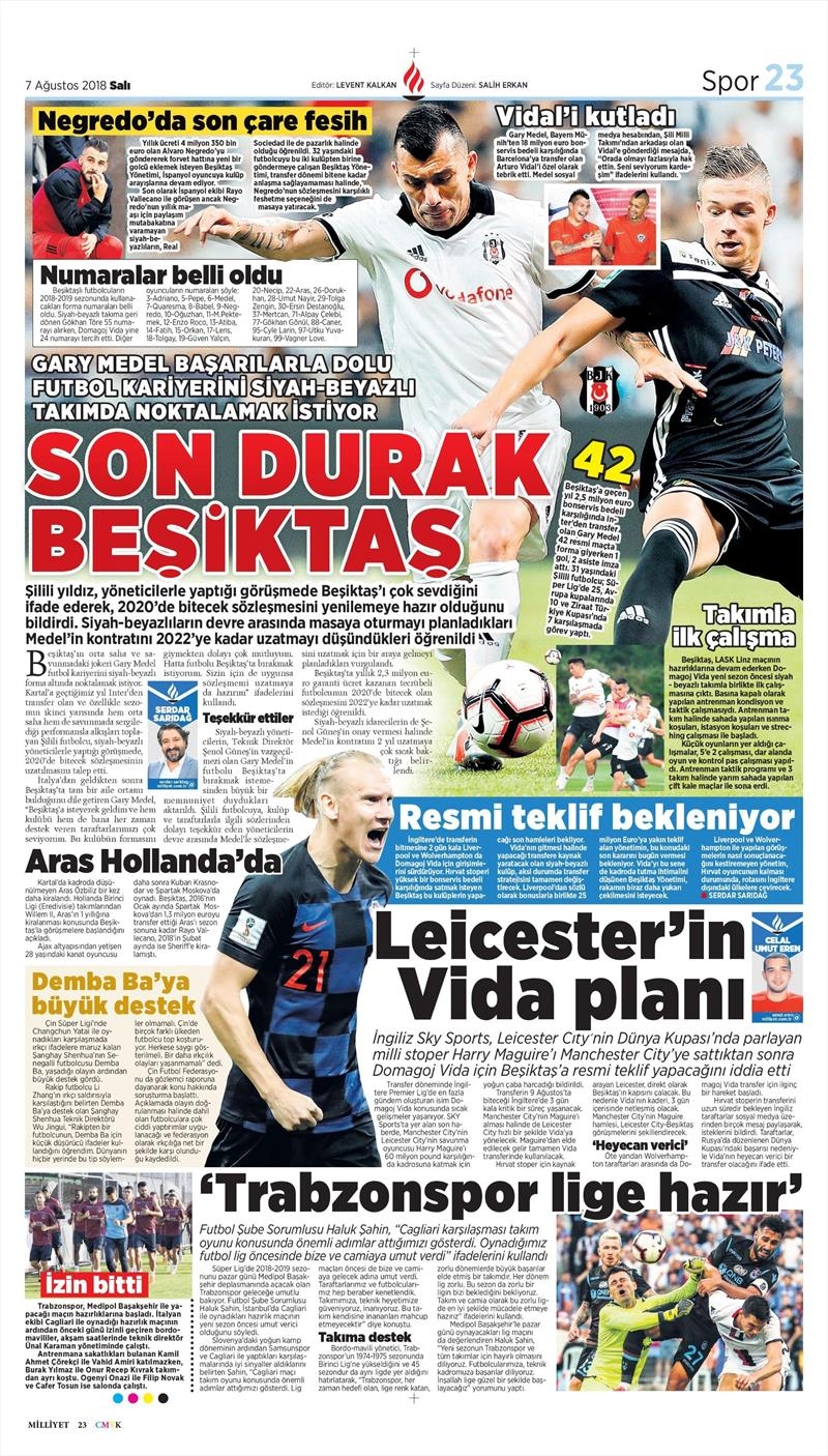 7 Ağustos 2018 | Gazetelerin Beşiktaş Manşetleri - Görsel 2