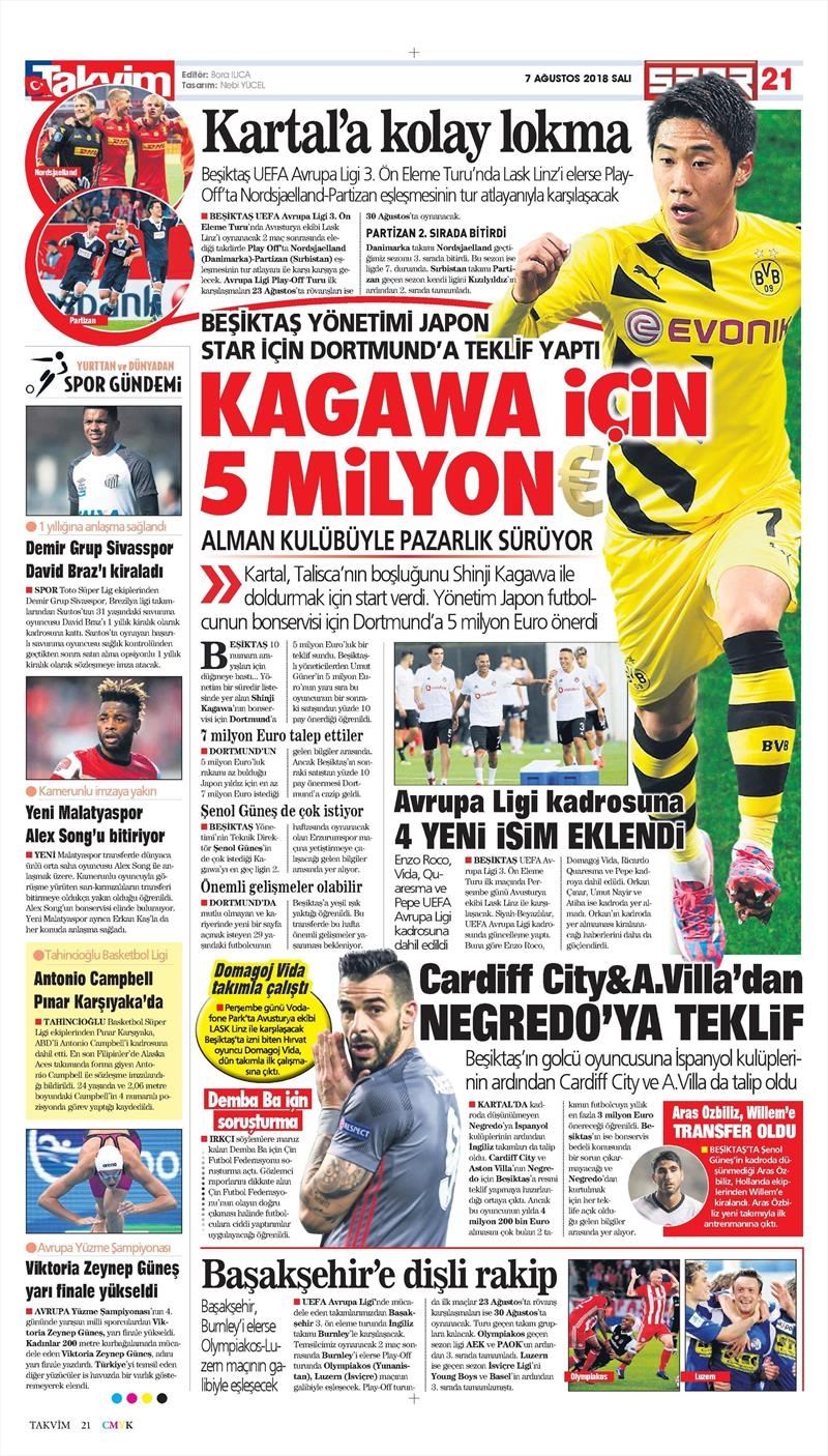 7 Ağustos 2018 | Gazetelerin Beşiktaş Manşetleri - Görsel 4