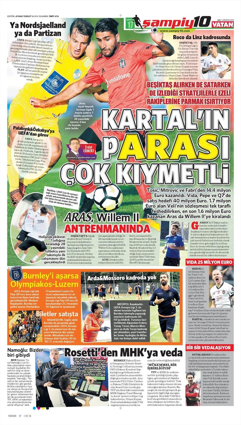 7 Ağustos 2018 | Gazetelerin Beşiktaş Manşetleri - Görsel 5