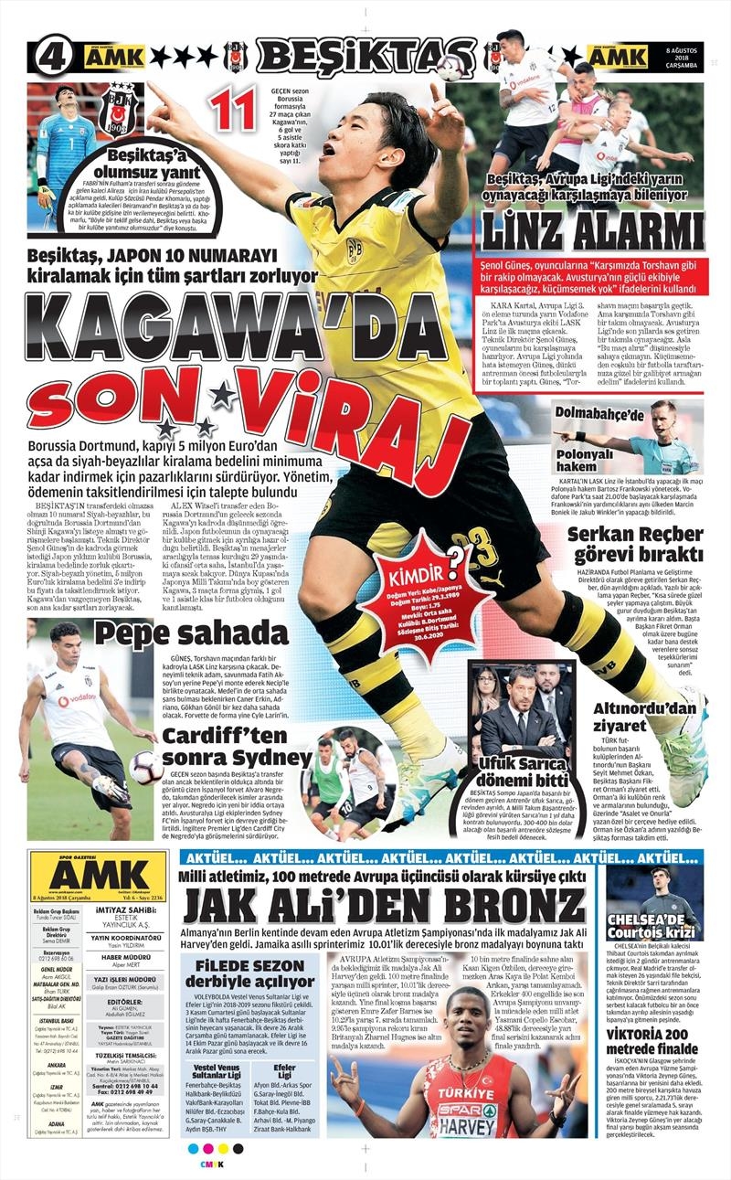8 Ağustos 2018 | Gazetelerin Beşiktaş Manşetleri - Görsel 2