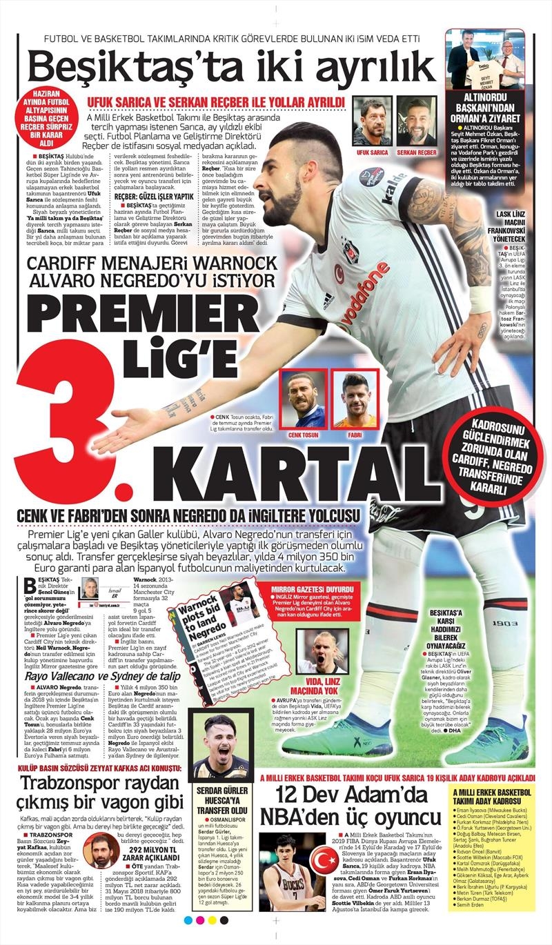 8 Ağustos 2018 | Gazetelerin Beşiktaş Manşetleri - Görsel 5