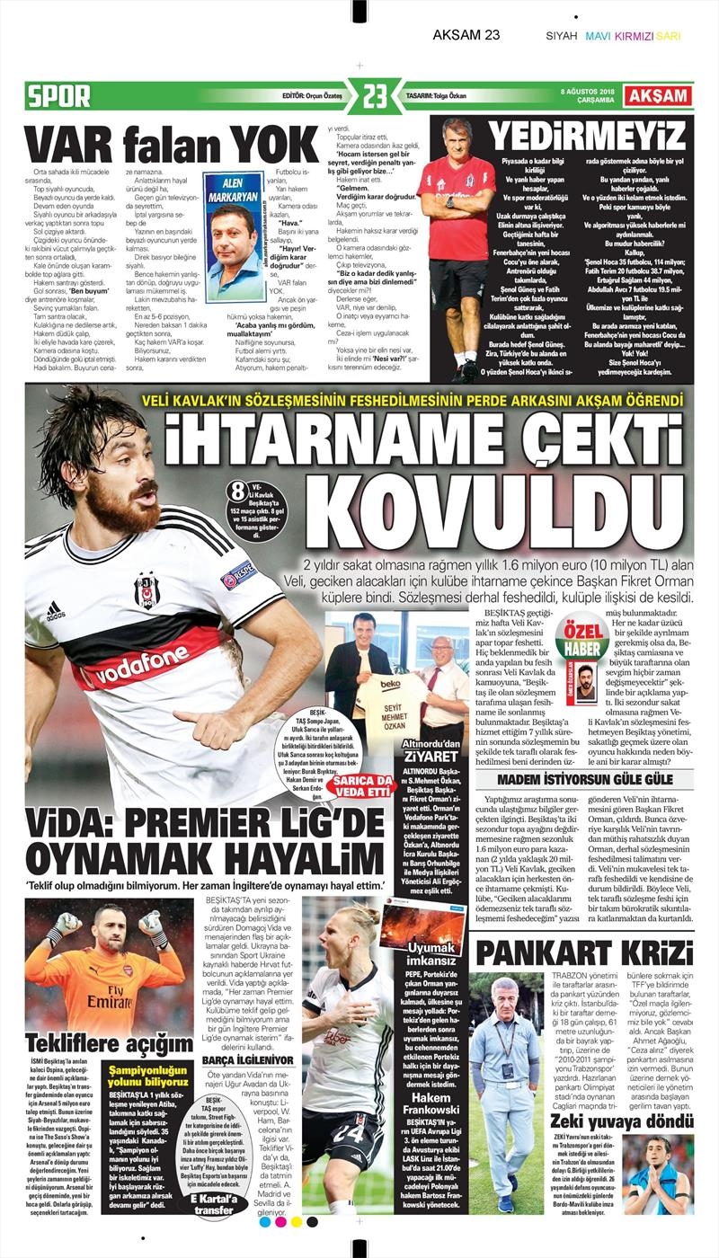 8 Ağustos 2018 | Gazetelerin Beşiktaş Manşetleri - Görsel 6