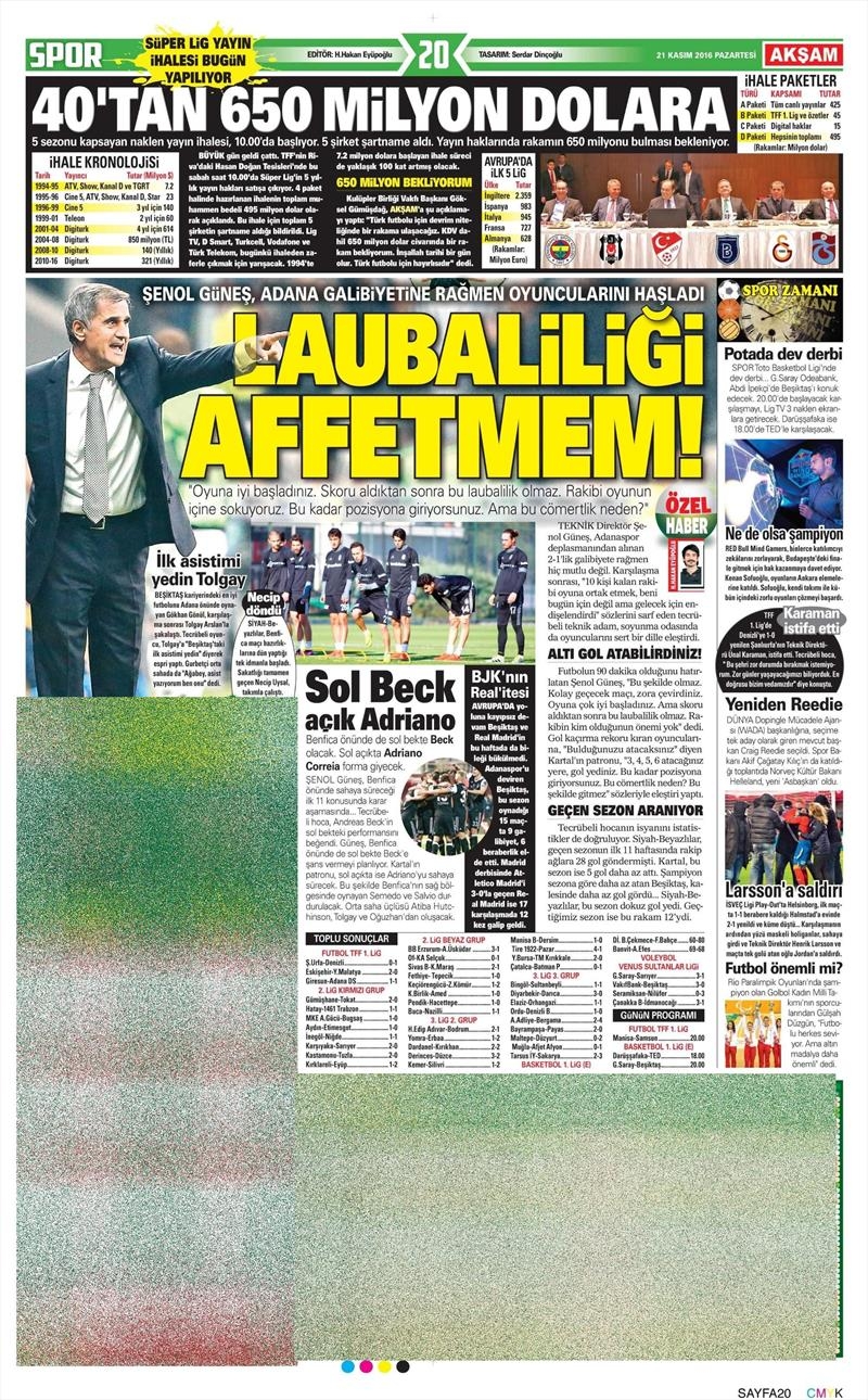 21 Kasım 2016 | Gazetelerin Beşiktaş sayfaları - Görsel 12