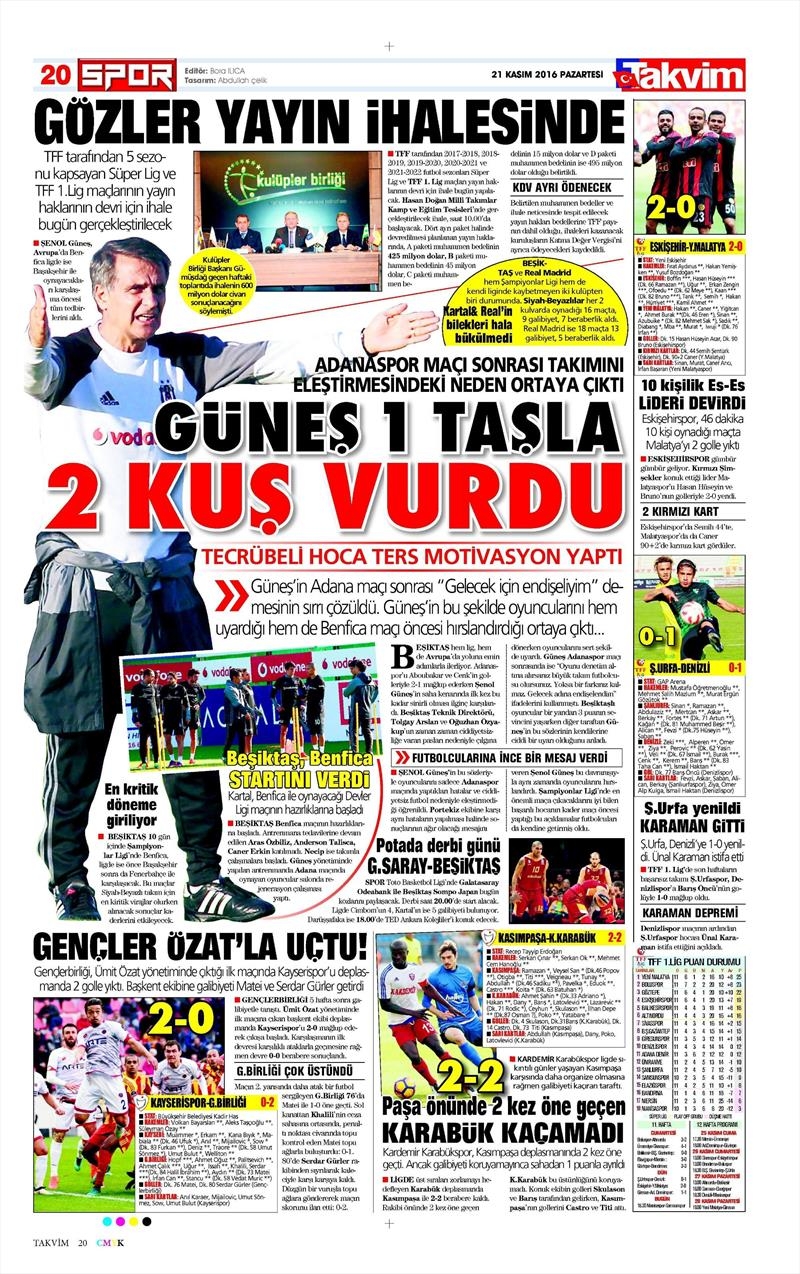 21 Kasım 2016 | Gazetelerin Beşiktaş sayfaları - Görsel 3
