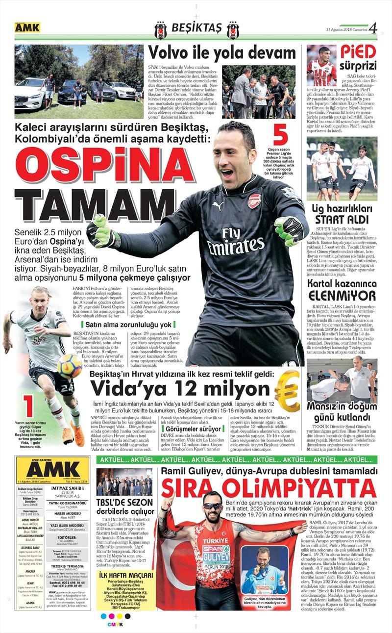 11 Ağustos 2018 | Gazetelerin Beşiktaş Manşetleri - Görsel 3