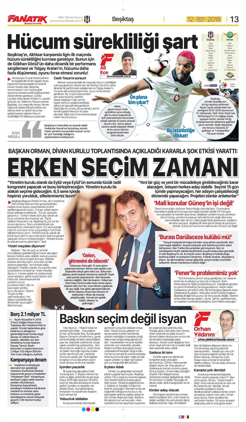 12 Ağustos 2018 | Gazetelerin Beşiktaş Manşetleri - Görsel 2