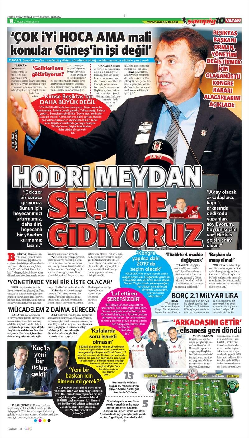 12 Ağustos 2018 | Gazetelerin Beşiktaş Manşetleri - Görsel 3