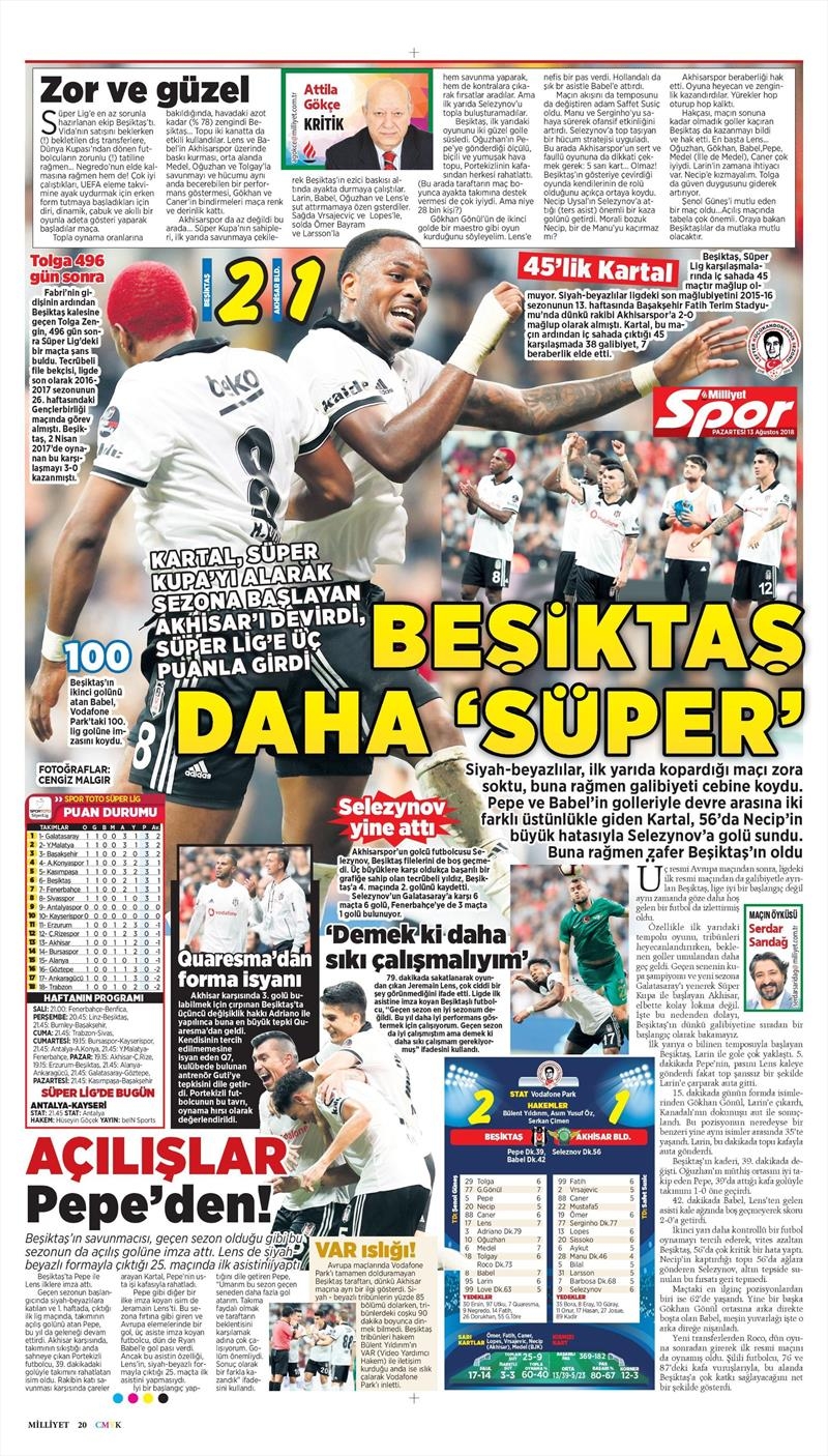 13 Ağustos 2018 | Gazetelerin Beşiktaş Manşetleri - Görsel 18