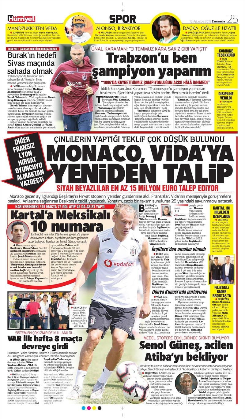 15 Ağustos 2018 | Gazetelerin Beşiktaş Manşetleri - Görsel 2
