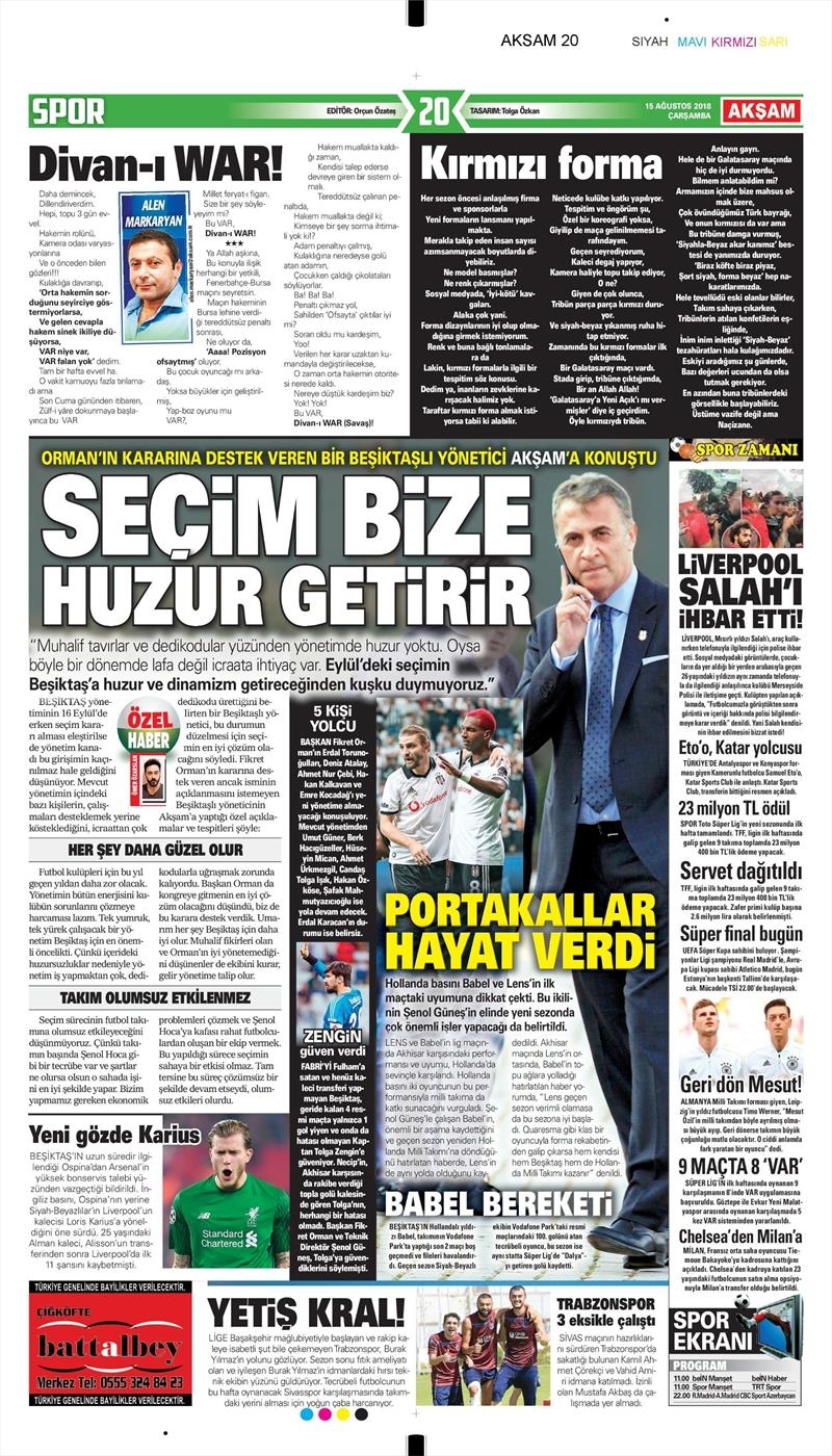 15 Ağustos 2018 | Gazetelerin Beşiktaş Manşetleri - Görsel 5