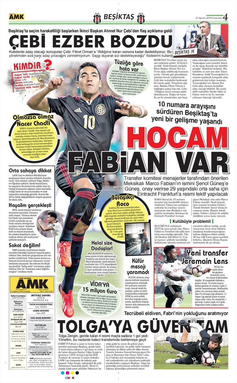 15 Ağustos 2018 | Gazetelerin Beşiktaş Manşetleri - Görsel 6