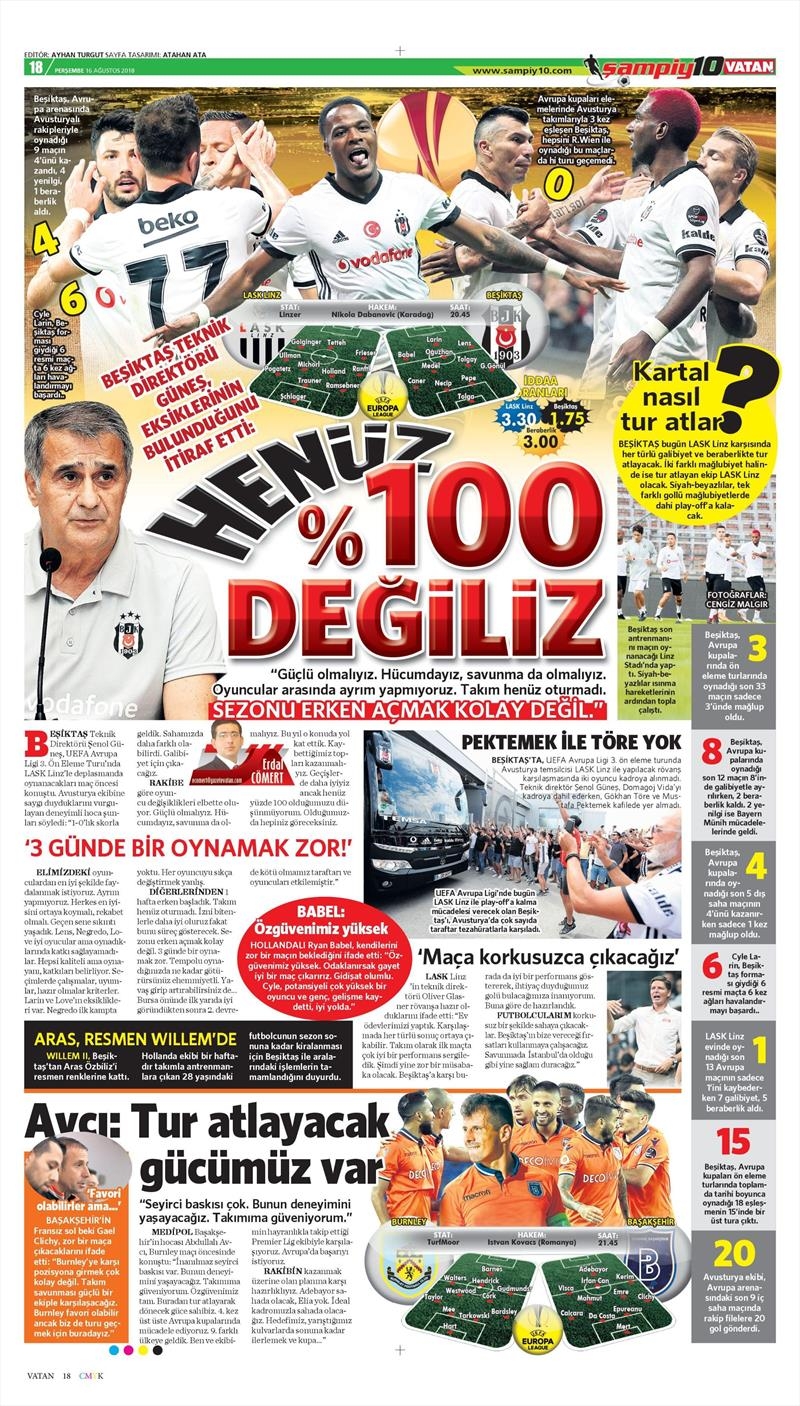 16 Ağustos 2018 | Gazetelerin Beşiktaş Manşetleri - Görsel 3
