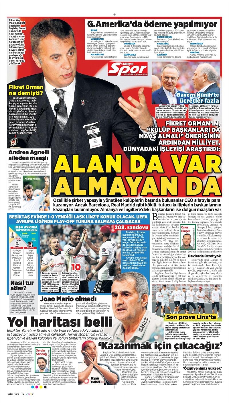 16 Ağustos 2018 | Gazetelerin Beşiktaş Manşetleri - Görsel 6