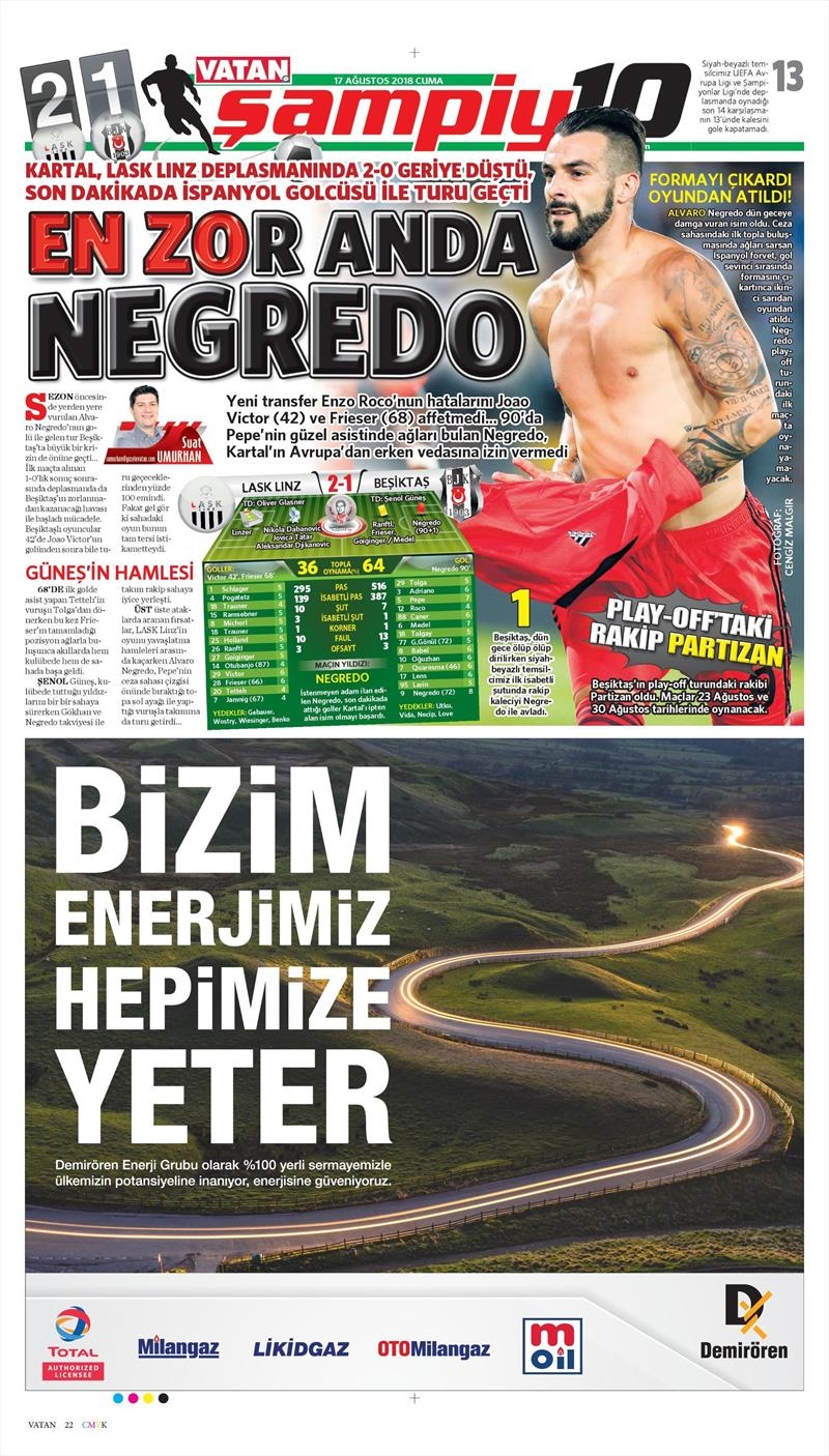 17 Ağustos 2018 | Gazetelerin Beşiktaş Manşetleri - Görsel 2