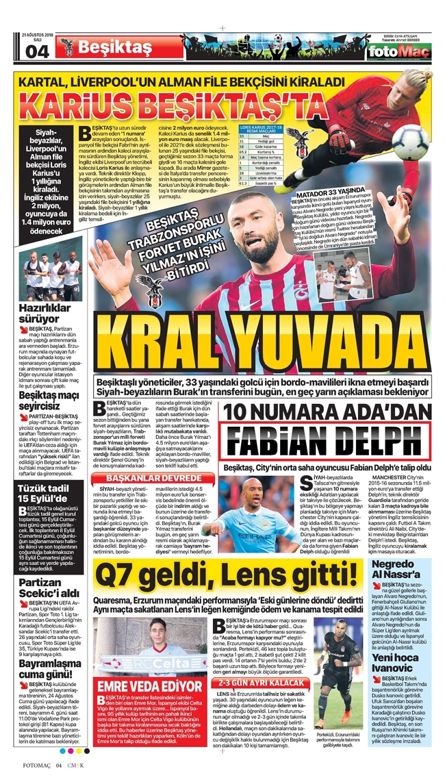 21 Ağustos 2018 | Gazetelerin Beşiktaş Manşetleri - Görsel 7