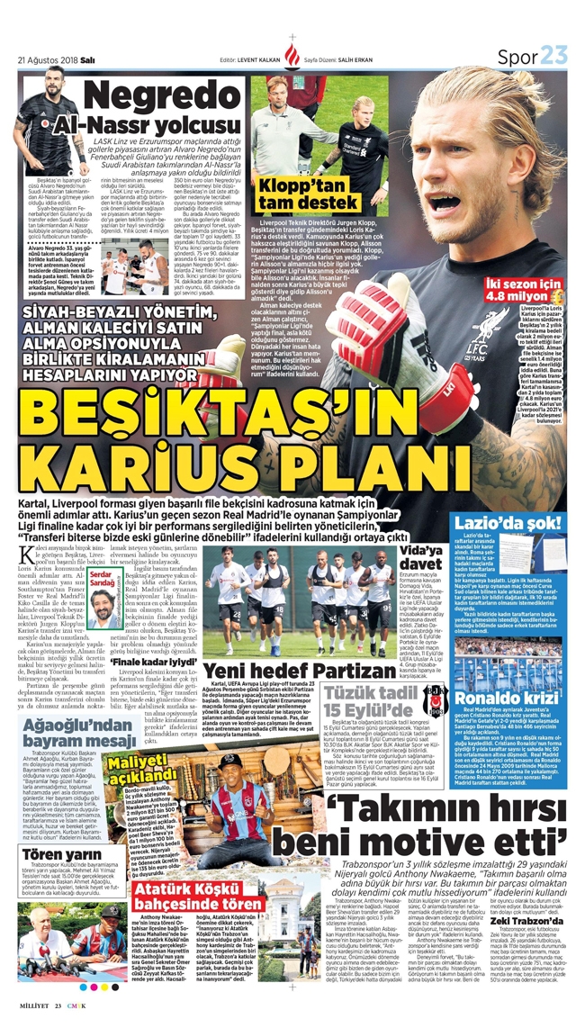 21 Ağustos 2018 | Gazetelerin Beşiktaş Manşetleri - Görsel 8