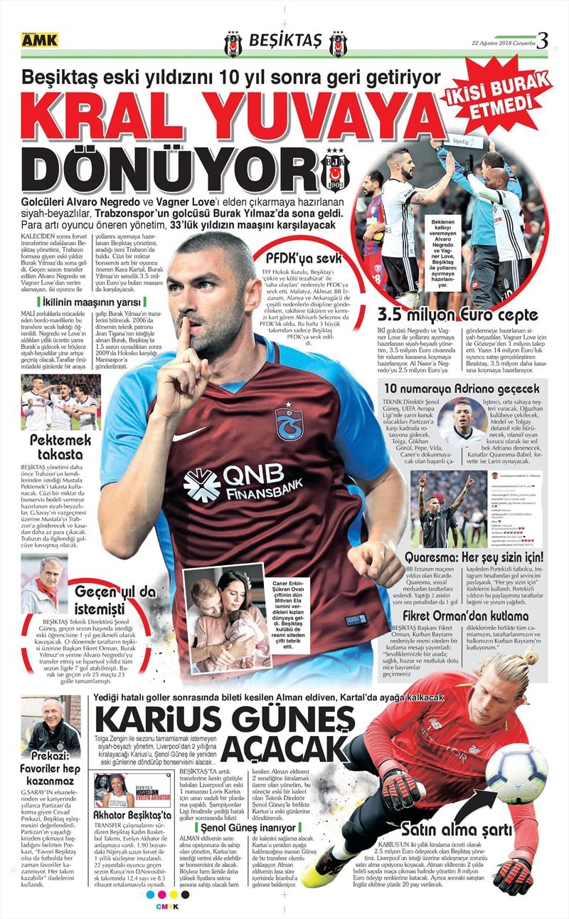 22 Ağustos 2018 | Gazetelerin Beşiktaş Manşetleri - Görsel 10