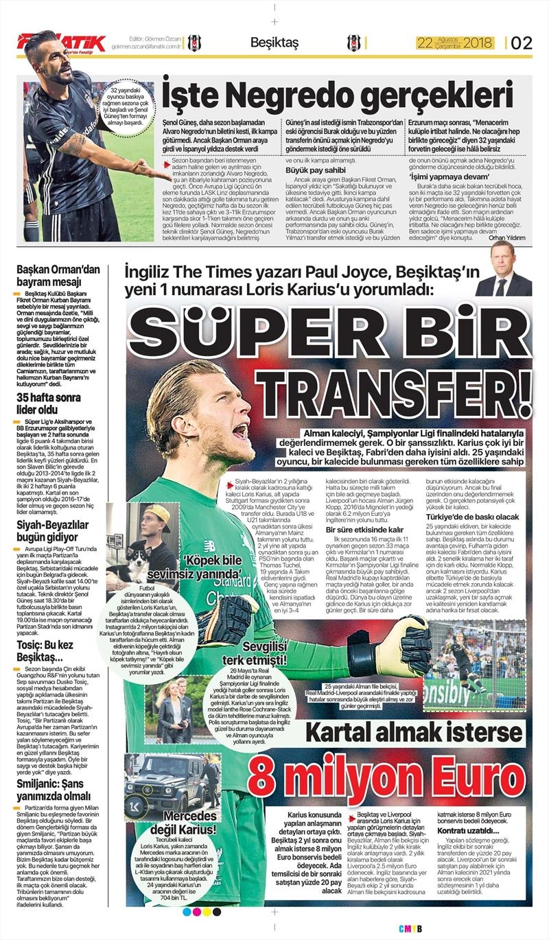 22 Ağustos 2018 | Gazetelerin Beşiktaş Manşetleri - Görsel 13