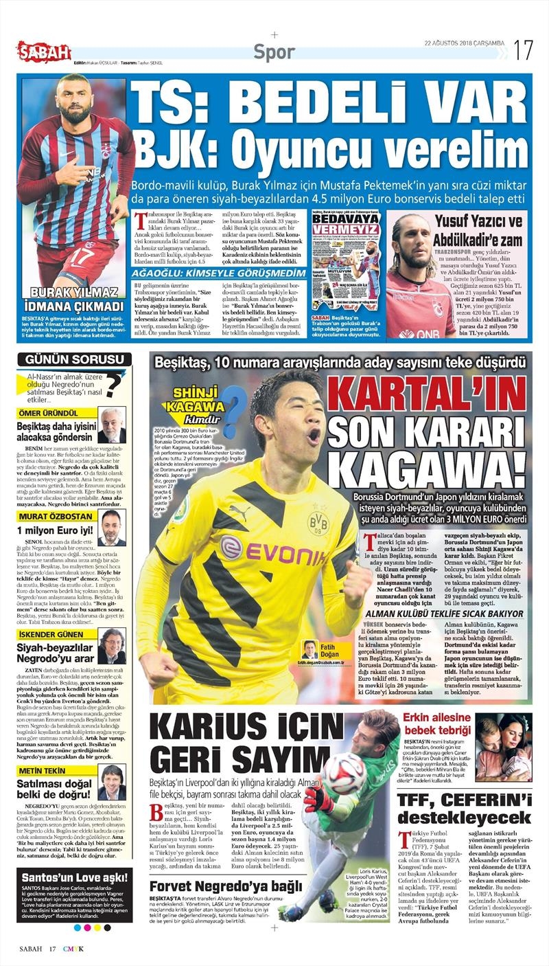 22 Ağustos 2018 | Gazetelerin Beşiktaş Manşetleri - Görsel 4
