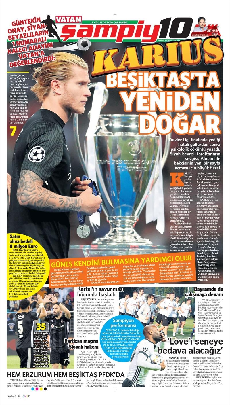 22 Ağustos 2018 | Gazetelerin Beşiktaş Manşetleri - Görsel 9