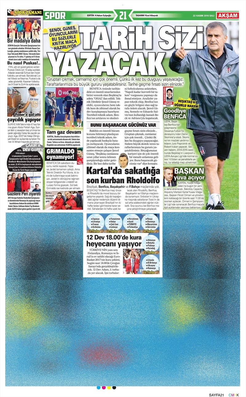 22 Kasım 2016 | Gazetelerin Beşiktaş sayfaları - Görsel 13