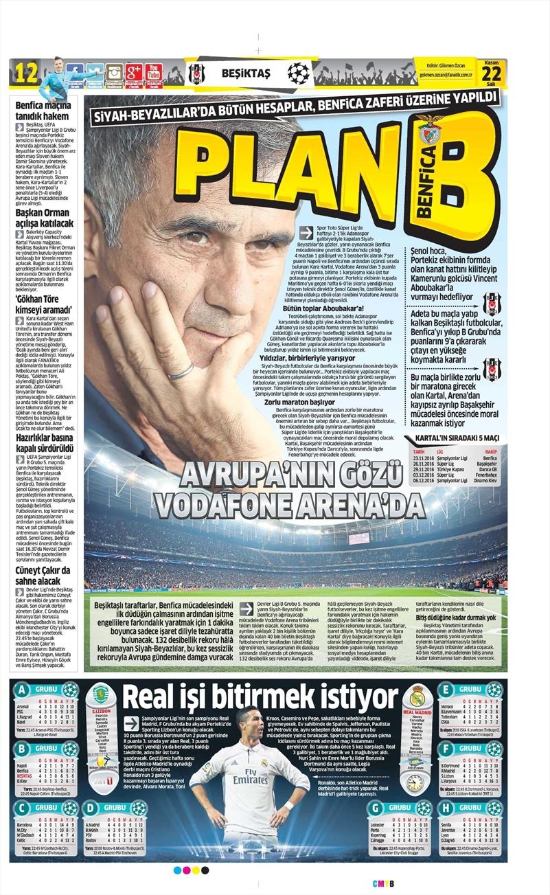 22 Kasım 2016 | Gazetelerin Beşiktaş sayfaları - Görsel 14