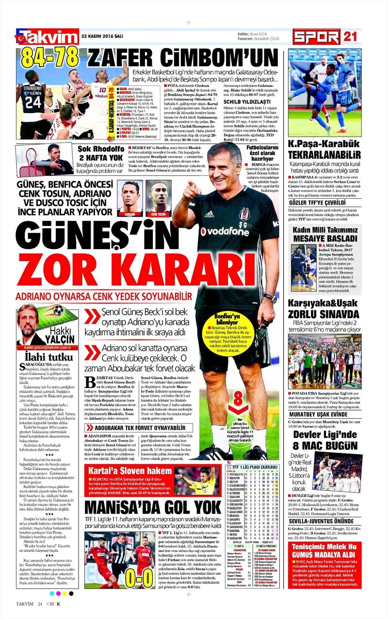22 Kasım 2016 | Gazetelerin Beşiktaş sayfaları - Görsel 3