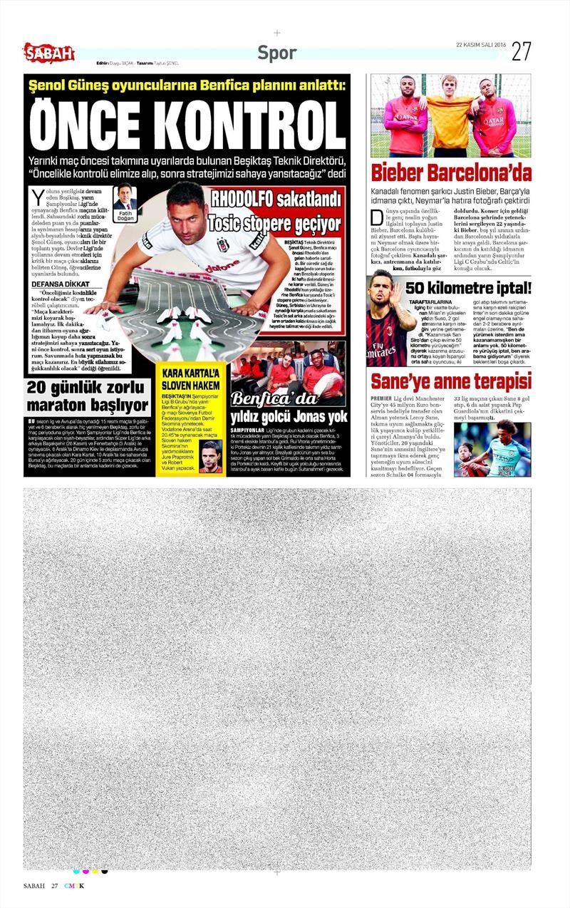 22 Kasım 2016 | Gazetelerin Beşiktaş sayfaları - Görsel 5