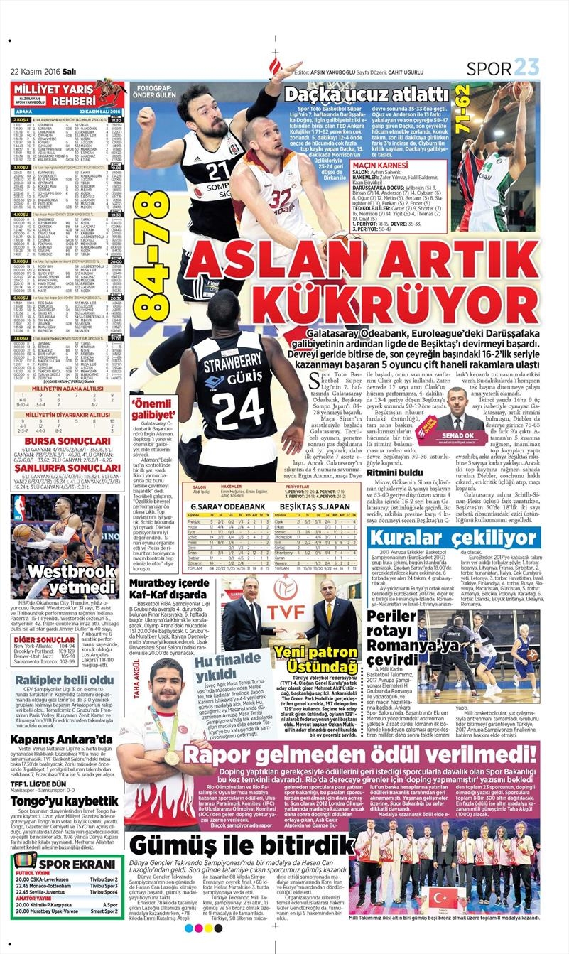 22 Kasım 2016 | Gazetelerin Beşiktaş sayfaları - Görsel 8