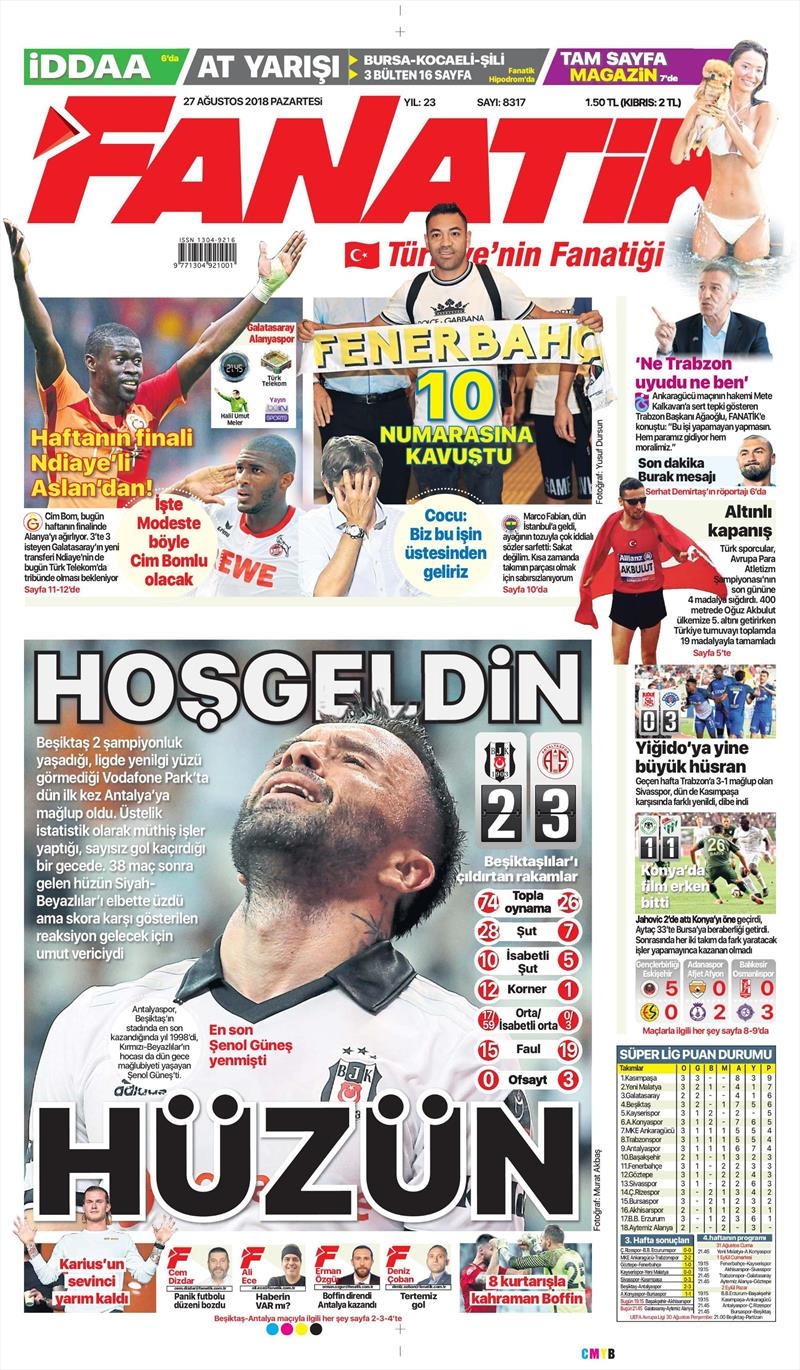 27 Ağustos 2018 | Gazetelerin Beşiktaş Manşetleri - Görsel 1