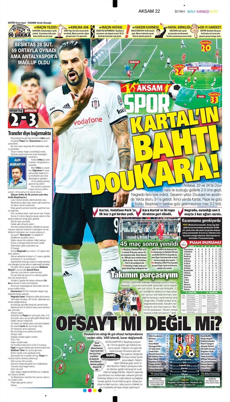 27 Ağustos 2018 | Gazetelerin Beşiktaş Manşetleri - Görsel 3