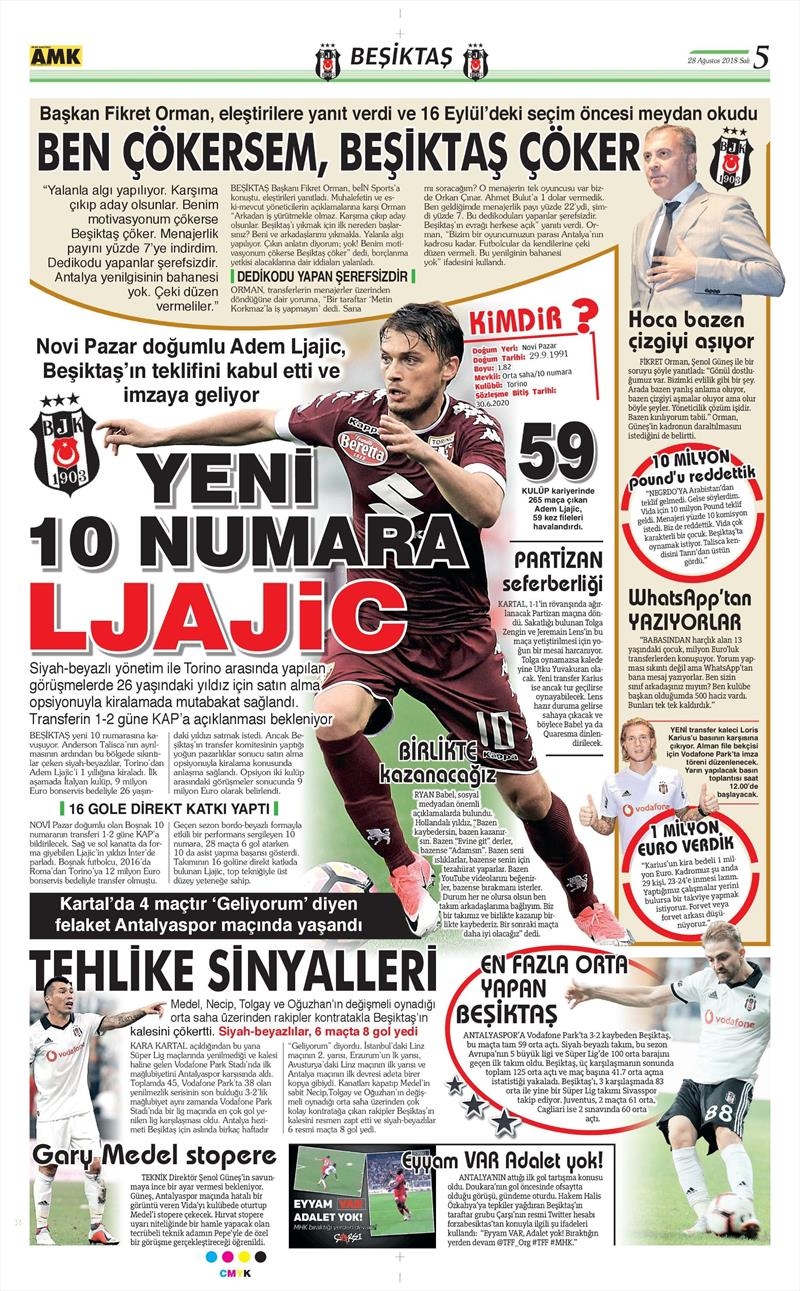 28 Ağustos 2018 | Gazetelerin Beşiktaş Manşetleri - Görsel 3