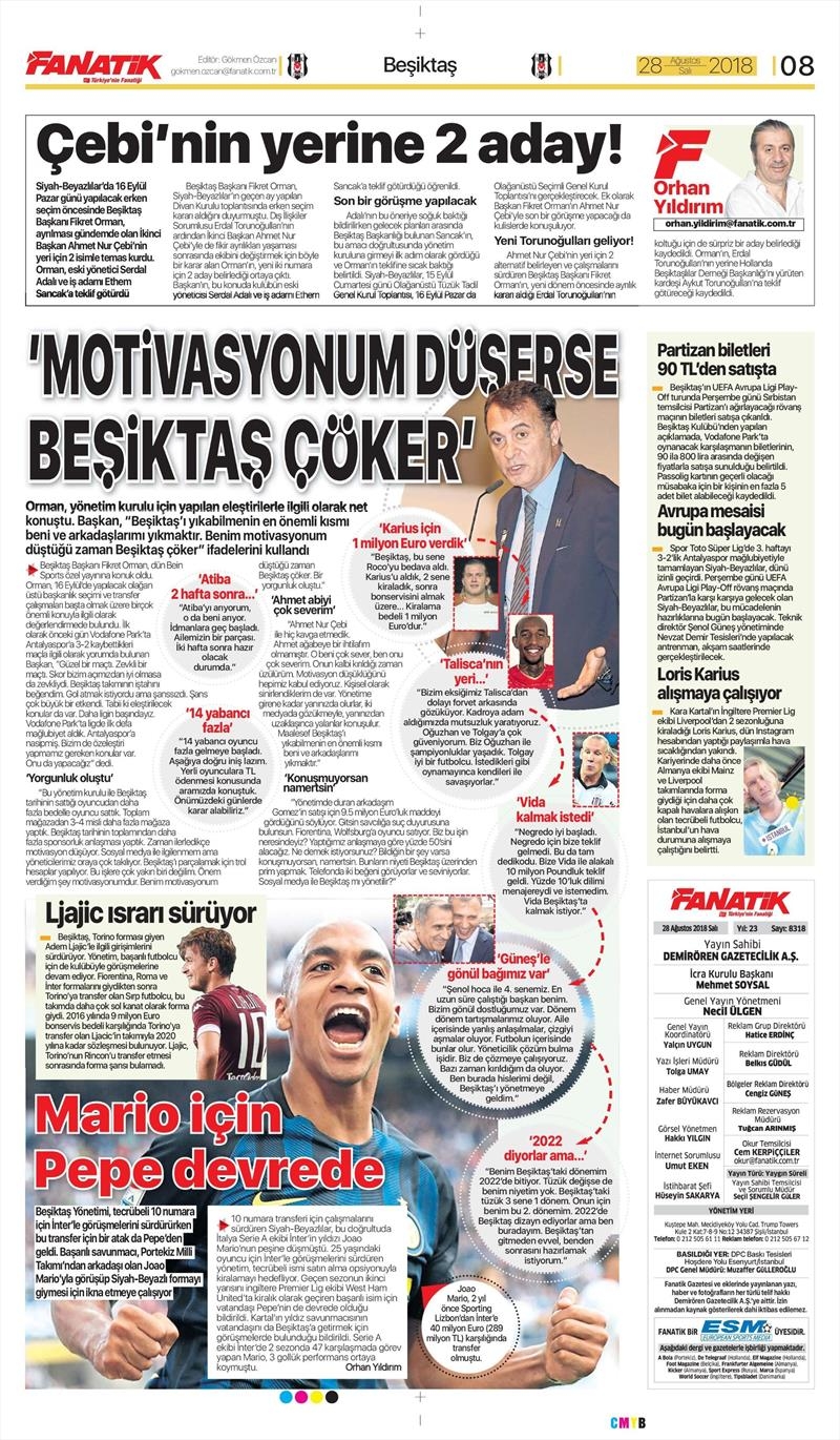 28 Ağustos 2018 | Gazetelerin Beşiktaş Manşetleri - Görsel 4