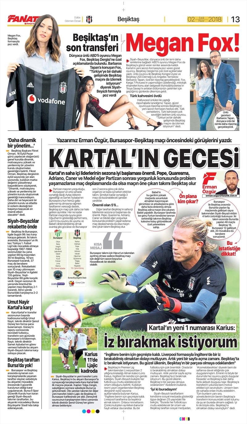 2 Eylül 2018 | Gazetelerin Beşiktaş Manşetleri - Görsel 2