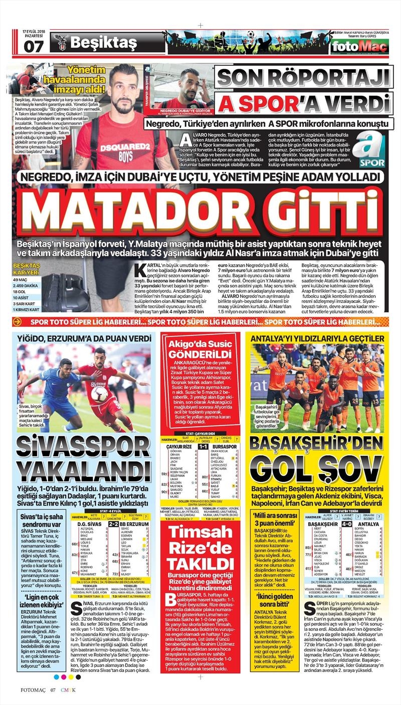 17 Eylül 2018 | Gazetelerin Beşiktaş Manşetleri - Görsel 10