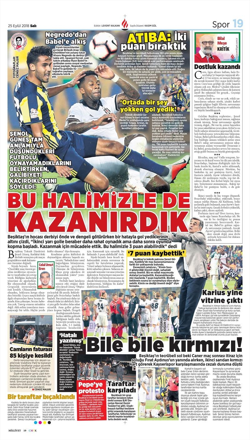 25 Eylül 2018 | Gazetelerin Beşiktaş Manşetleri - Görsel 17