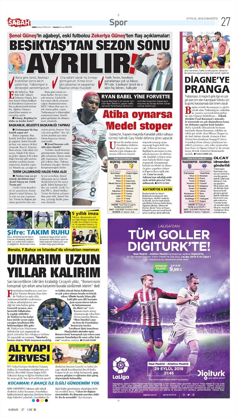 29 Eylül 2018 | Gazetelerin Beşiktaş Manşetleri - Görsel 4