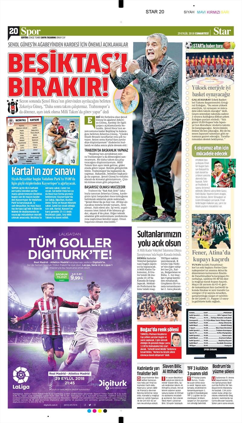 29 Eylül 2018 | Gazetelerin Beşiktaş Manşetleri - Görsel 5