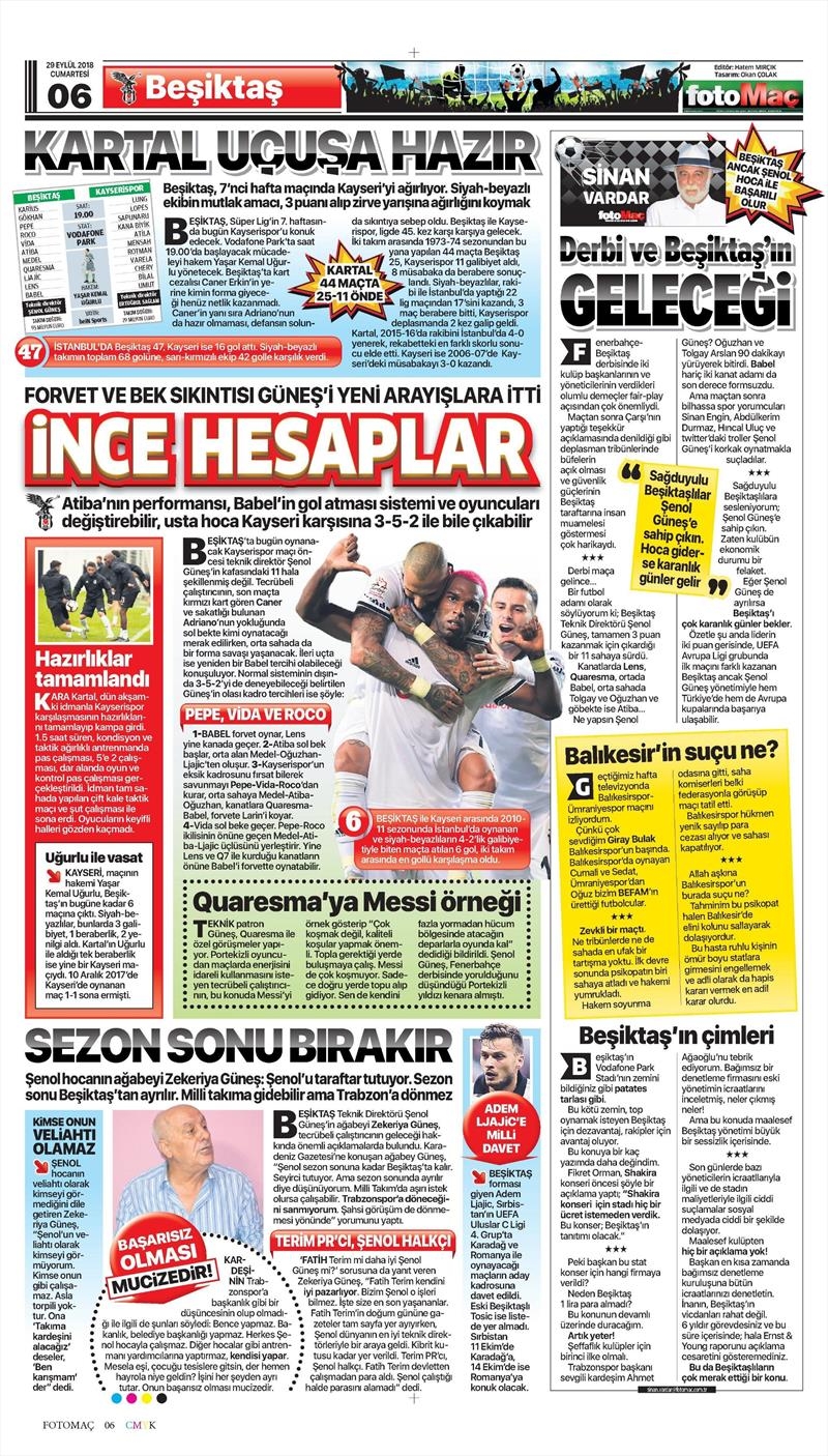 29 Eylül 2018 | Gazetelerin Beşiktaş Manşetleri - Görsel 7