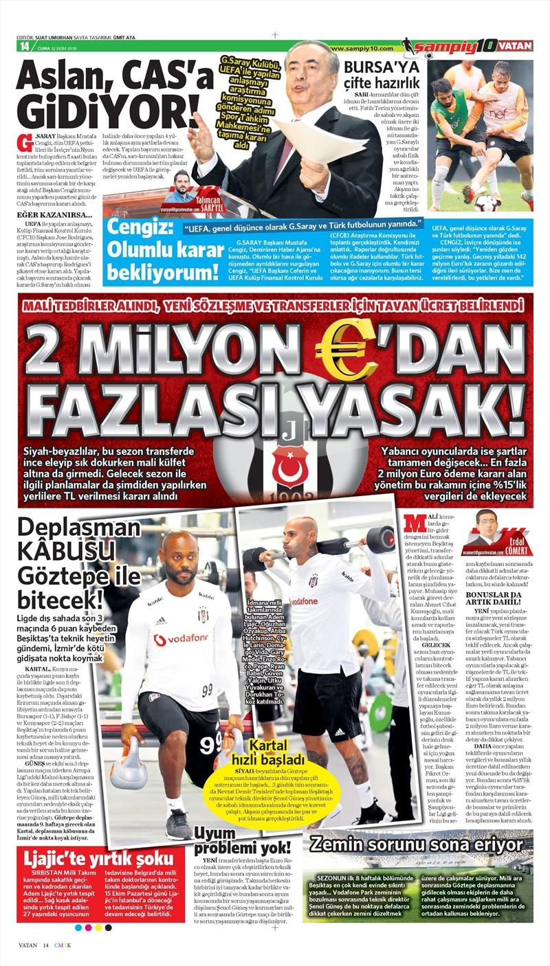 12 Ekim 2018 | Gazetelerin Beşiktaş Manşetleri - Görsel 5