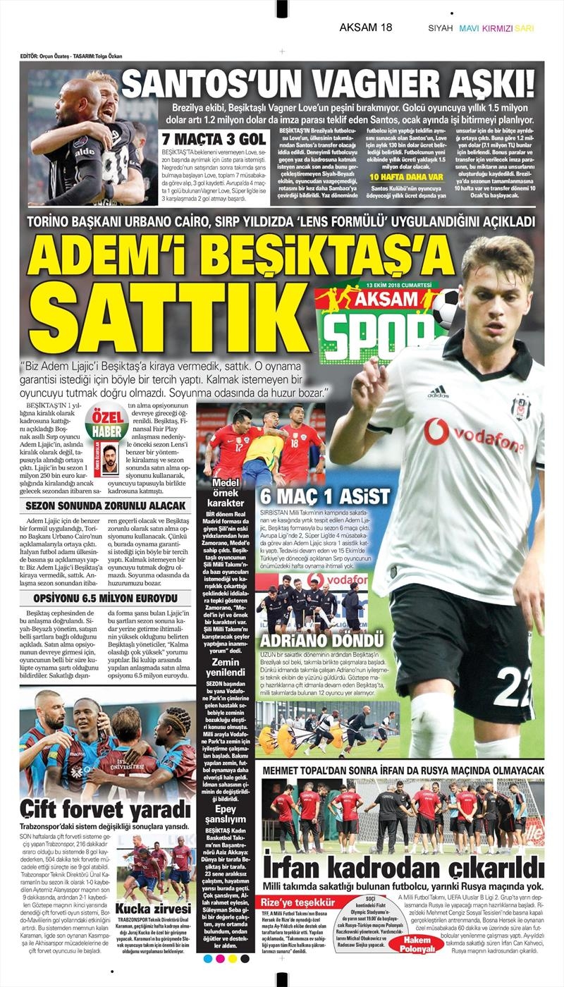 13 Ekim 2018 | Gazetelerin Beşiktaş Manşetleri - Görsel 2